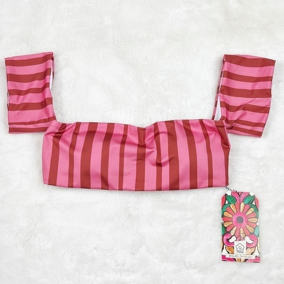 NWT Farm Rio Striped Off The Shoulder Convertible Bandeau Bikini Top - Picture 6 of 8